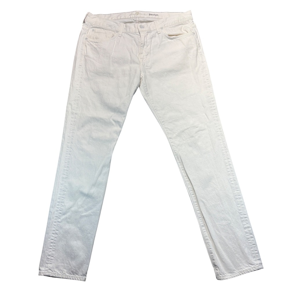 7 For All Mankind Paxtyn Skinny Jeans Mens 36x32 White Denim Designer Pants